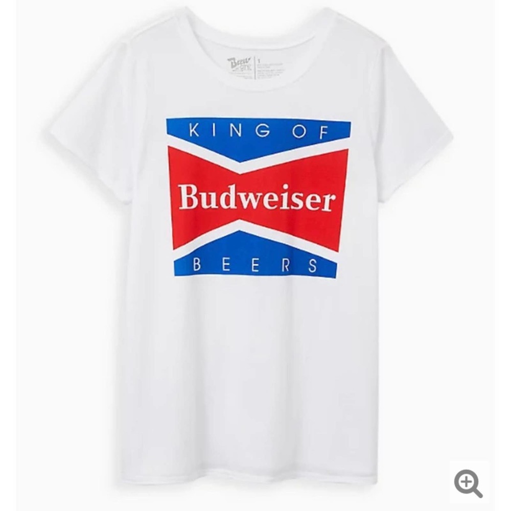 TORRID WOMEN'S CASUAL CREW NECK TEE BUDWEISER WHITE NWT SIZE 2X NWT